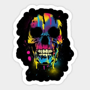 Neon Paint Sugar Skull Sticker